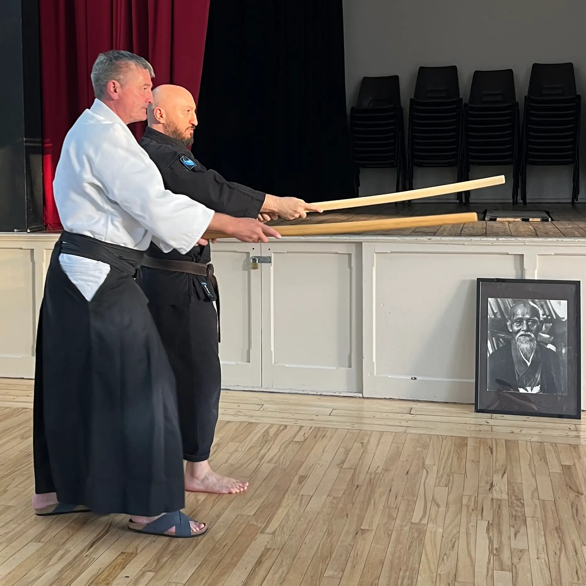 Olgun Tiltay learning bokken technique from William Timms Sensei [7th Dan Aikido]